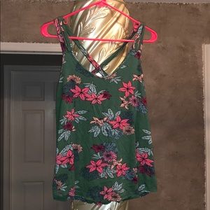 Green tank top with flowers